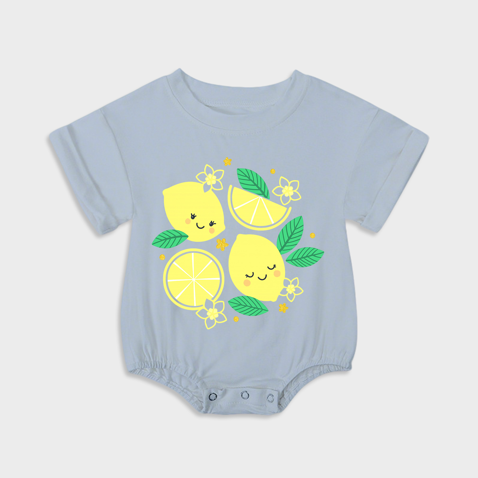 baby onesies - lemon short-sleeved triangle onesies light steel blue
