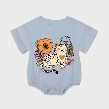 baby onesies - leopard short-sleeved triangle onesies light steel blue
