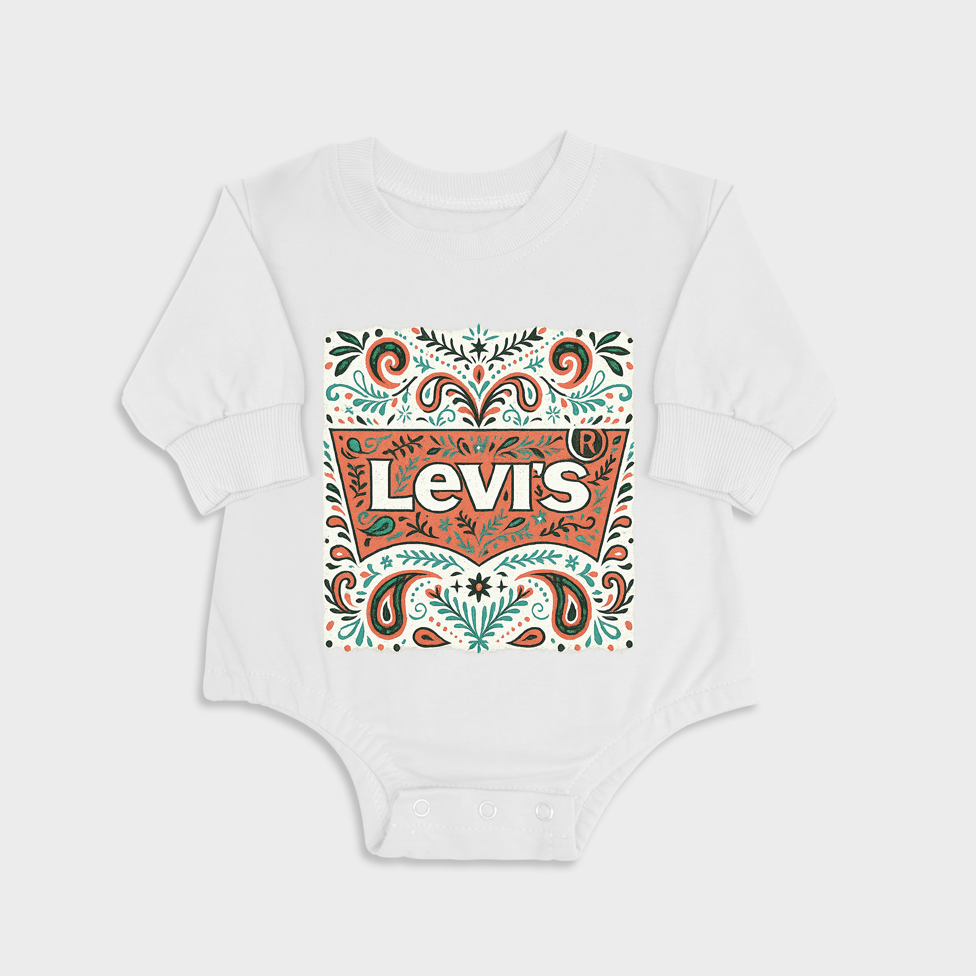 Levi's White long-sleeved triangle baby onesies