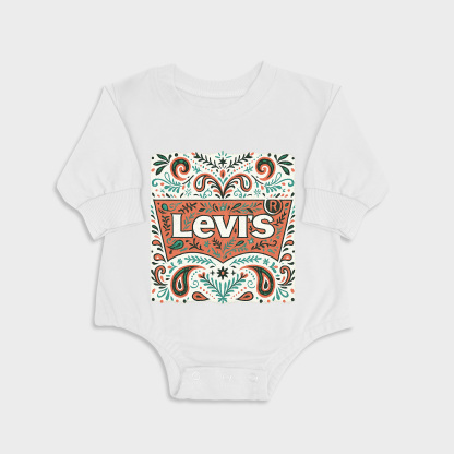 Levi's White long-sleeved triangle baby onesies