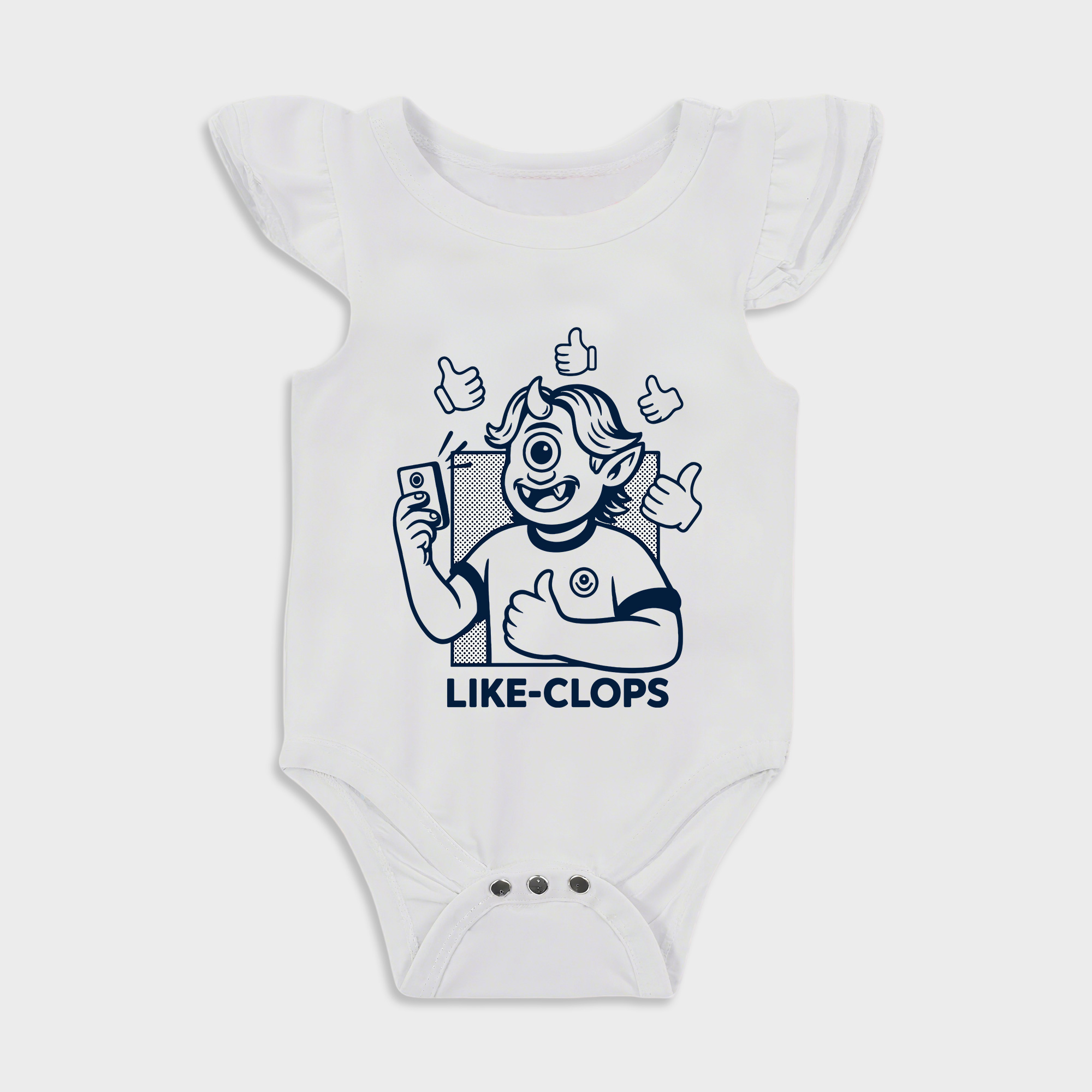 Baby romper - Like Clops-Ruffled Triangle Romper White