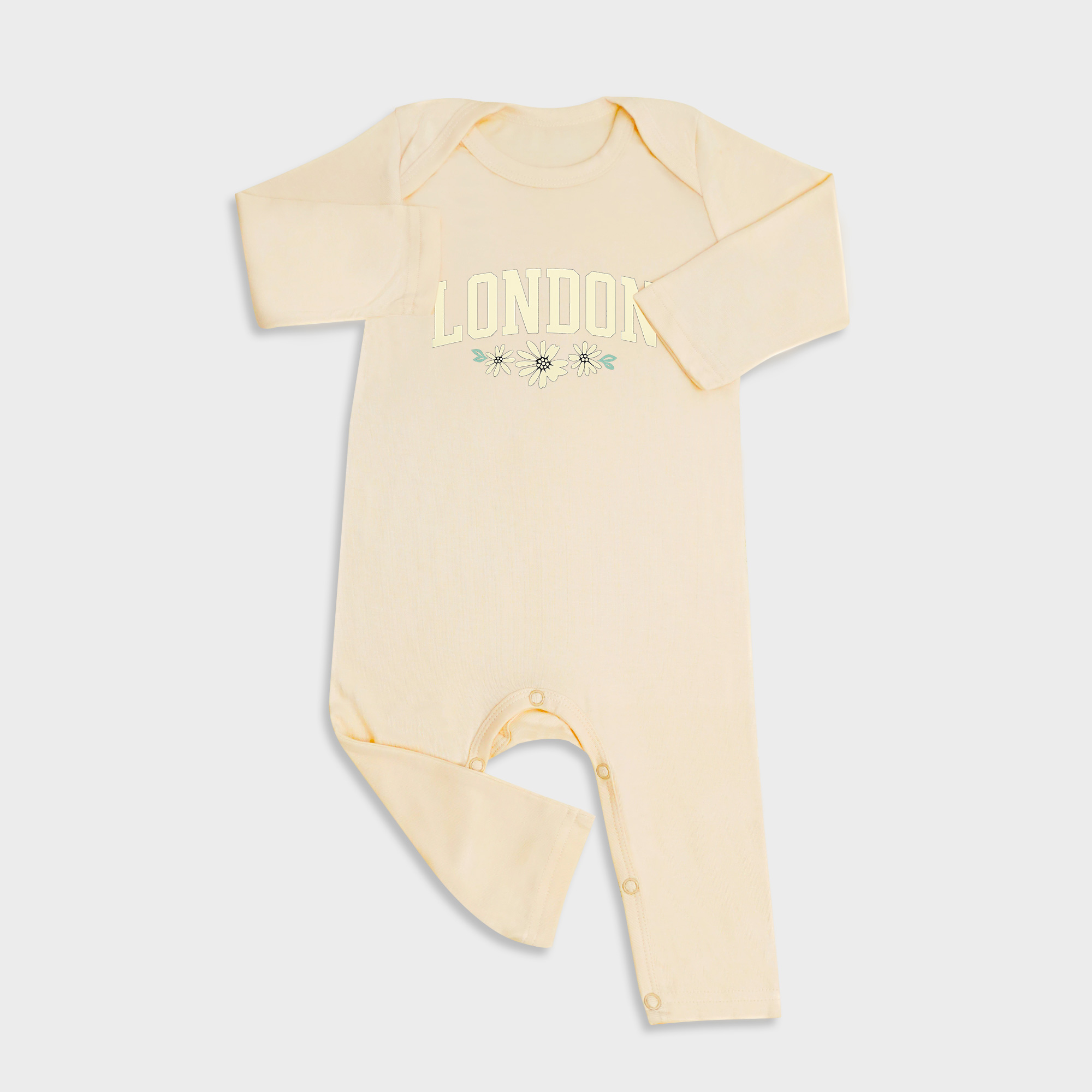Baby romper featuring London design in Light Yellow