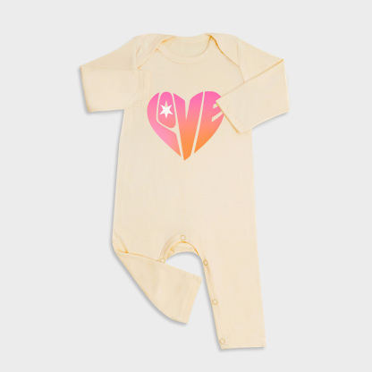 Baby romper featuring Love design in Light Yellow