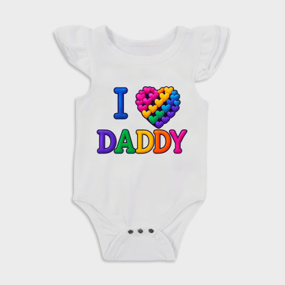 Love Daddy Ruffled Triangle Onesies in White Baby onesies