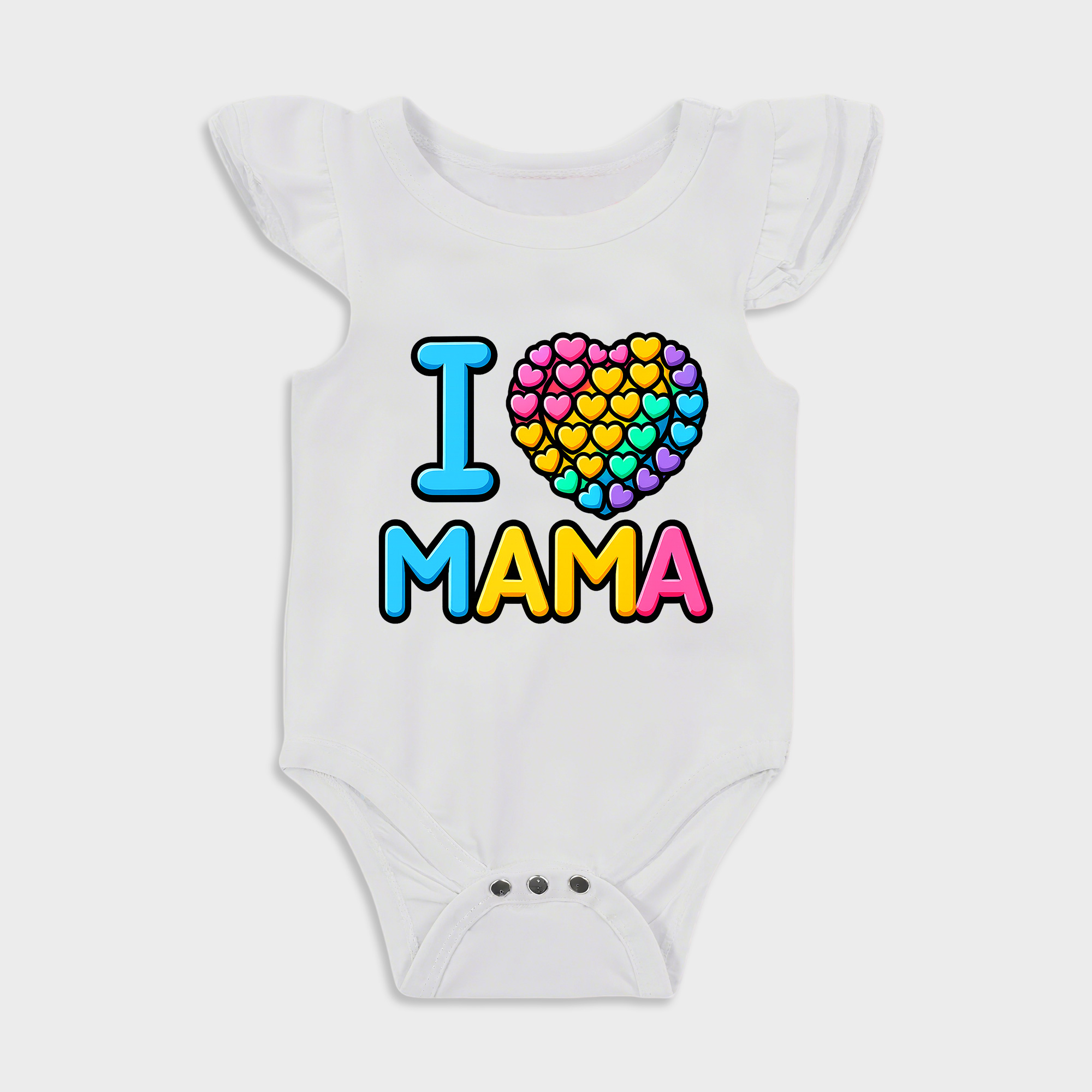 Love Mama Ruffled Triangle Onesies in White Baby onesies