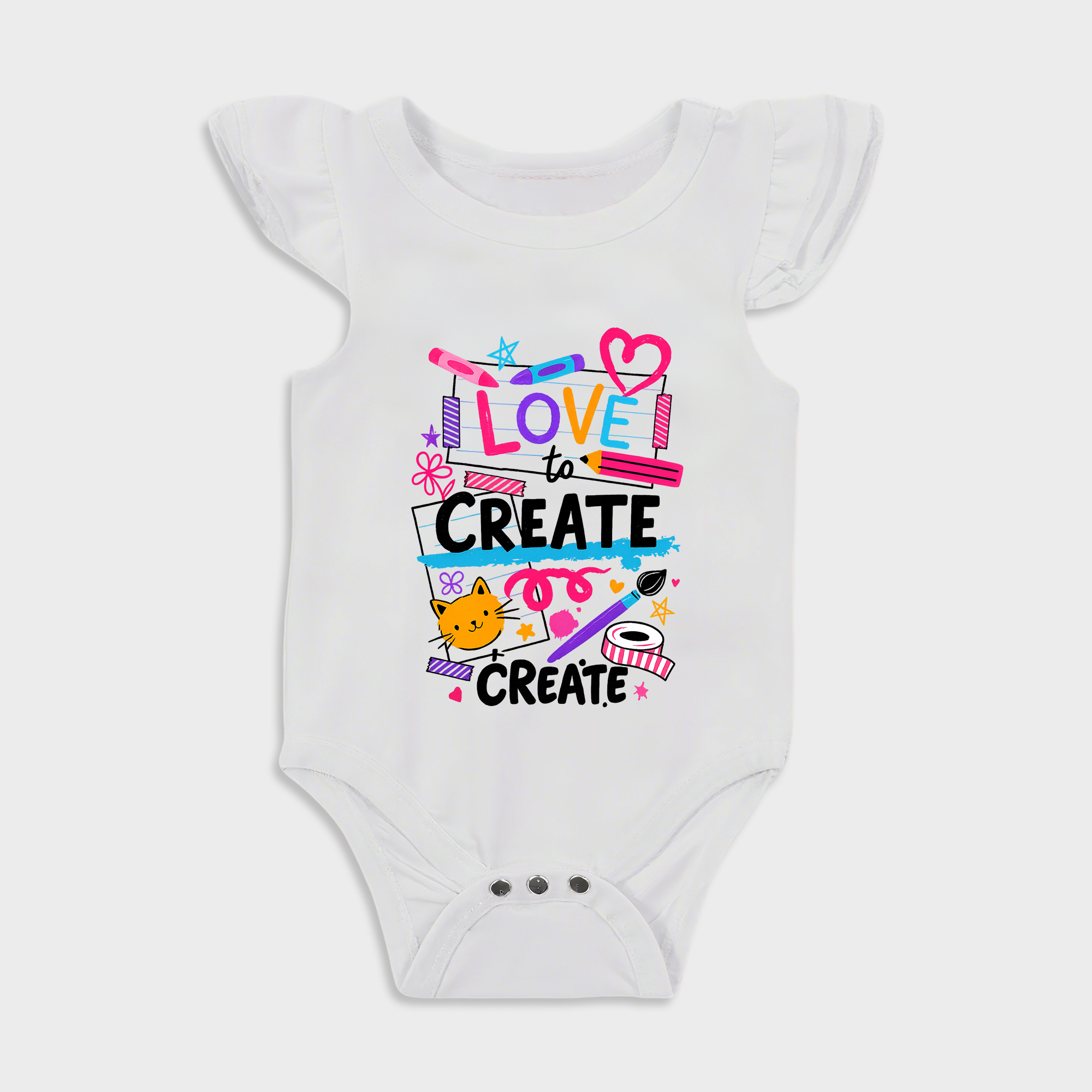 Love to Create Ruffled Triangle Onesies in White Baby onesies