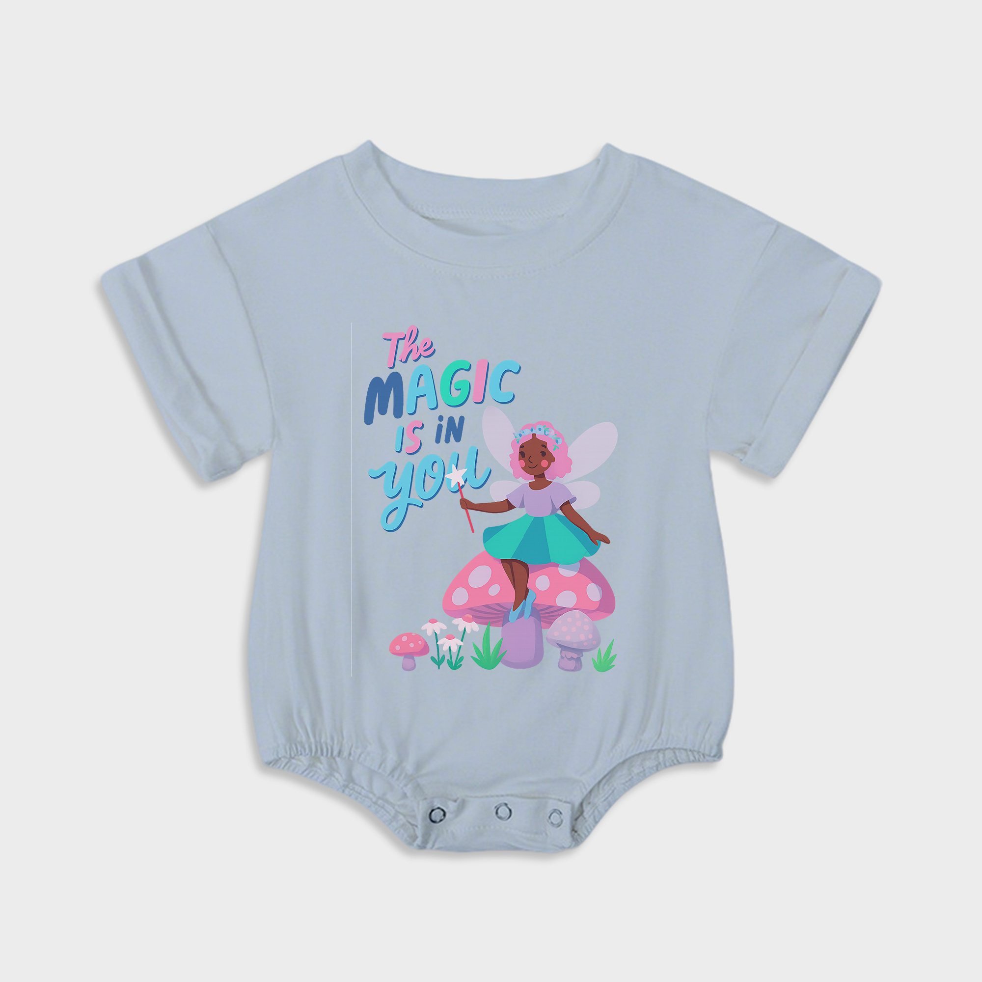 baby onesies - magic short-sleeved triangle onesies light steel blue