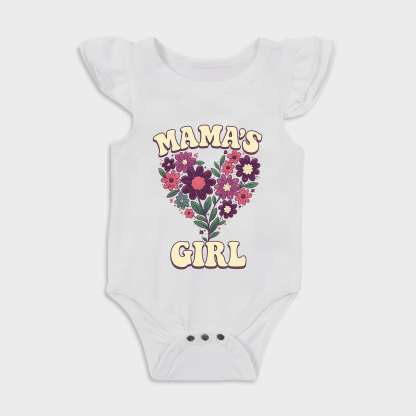 Mama's Girl Ruffled Triangle Onesies in White Baby onesies