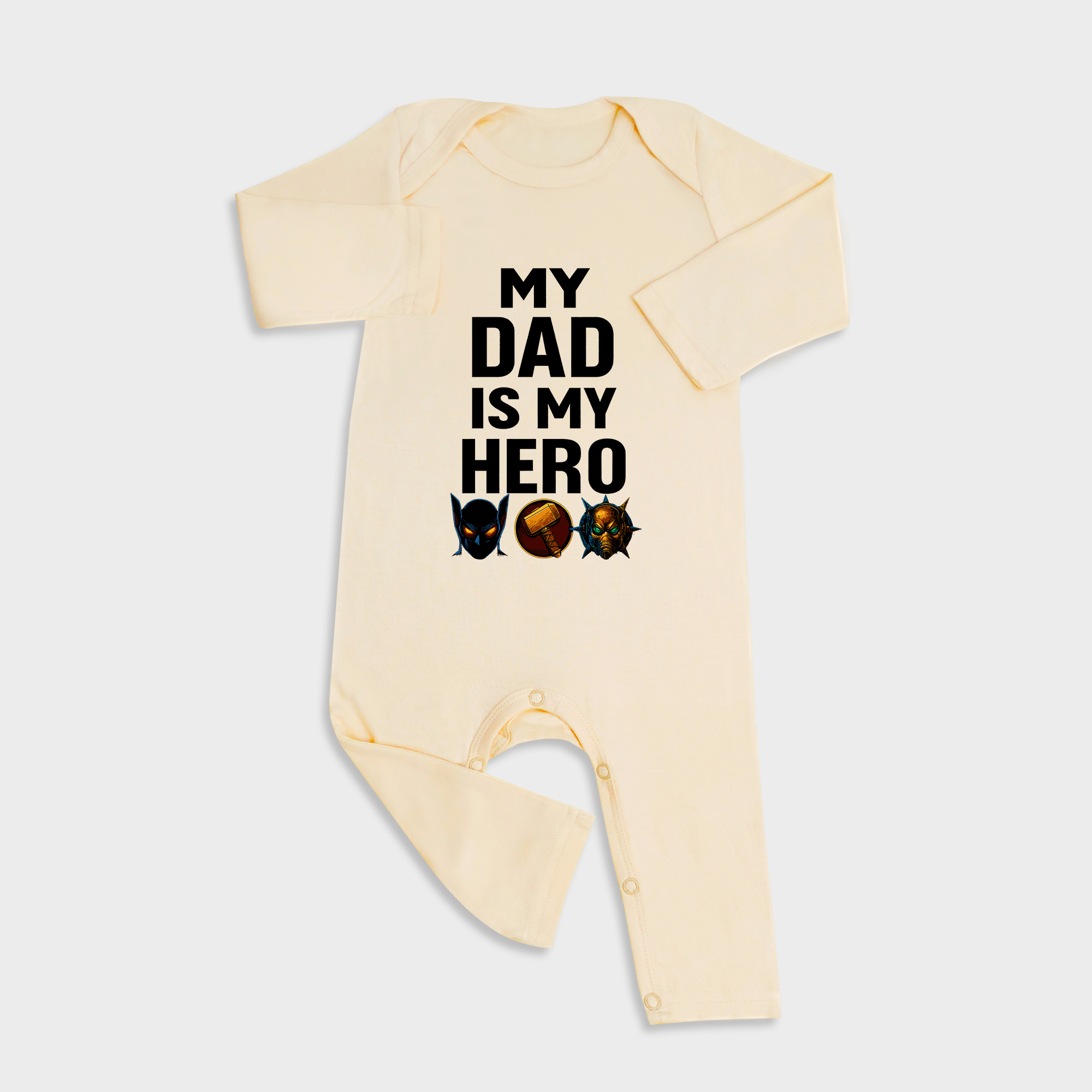 Marvel Hero Dad Long Sleeve &Long Leg Jumpsuit Light Yellow
