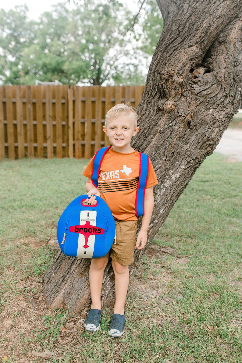 Personalized Airplane Backpack and Lunch Box