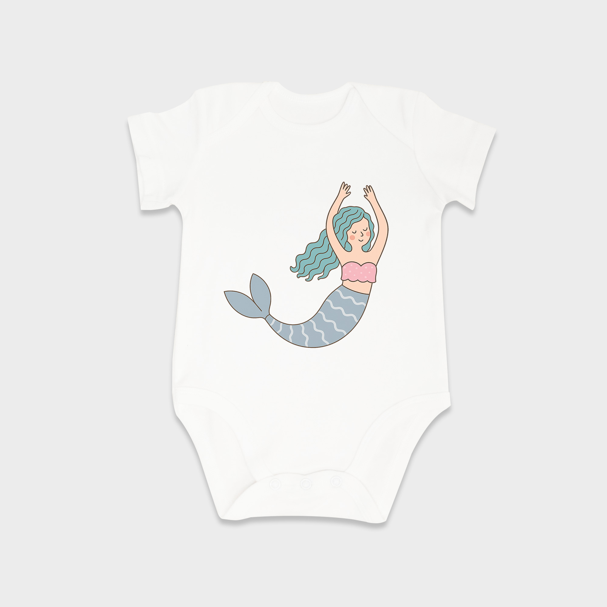 Mermaid baby onesies in White