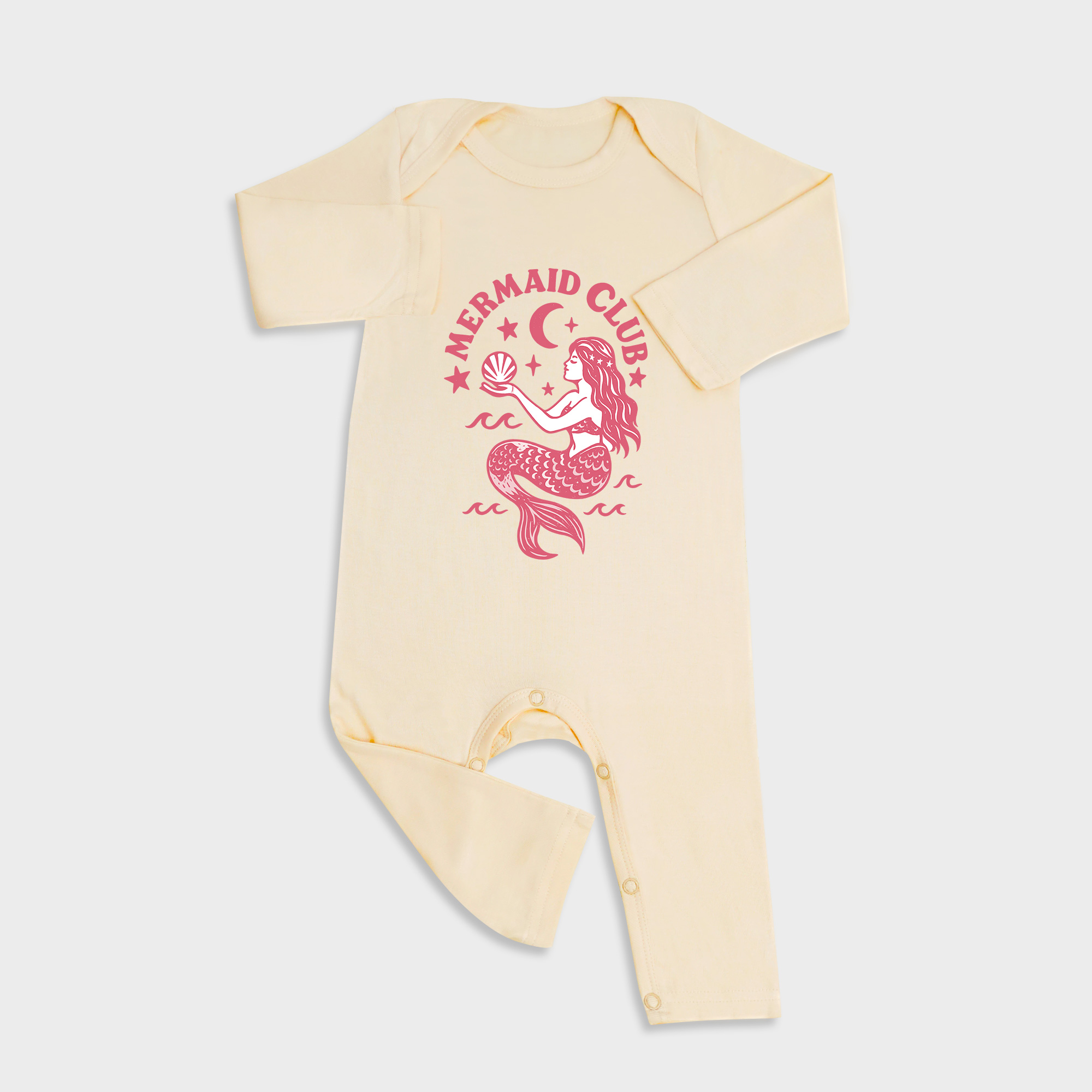 Mermaid Club Long Sleeve &Long Leg Jumpsuit Light Yellow