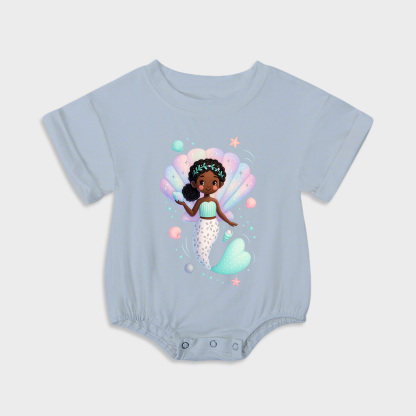 baby onesies - mermaid short-sleeved triangle onesies light steel blue