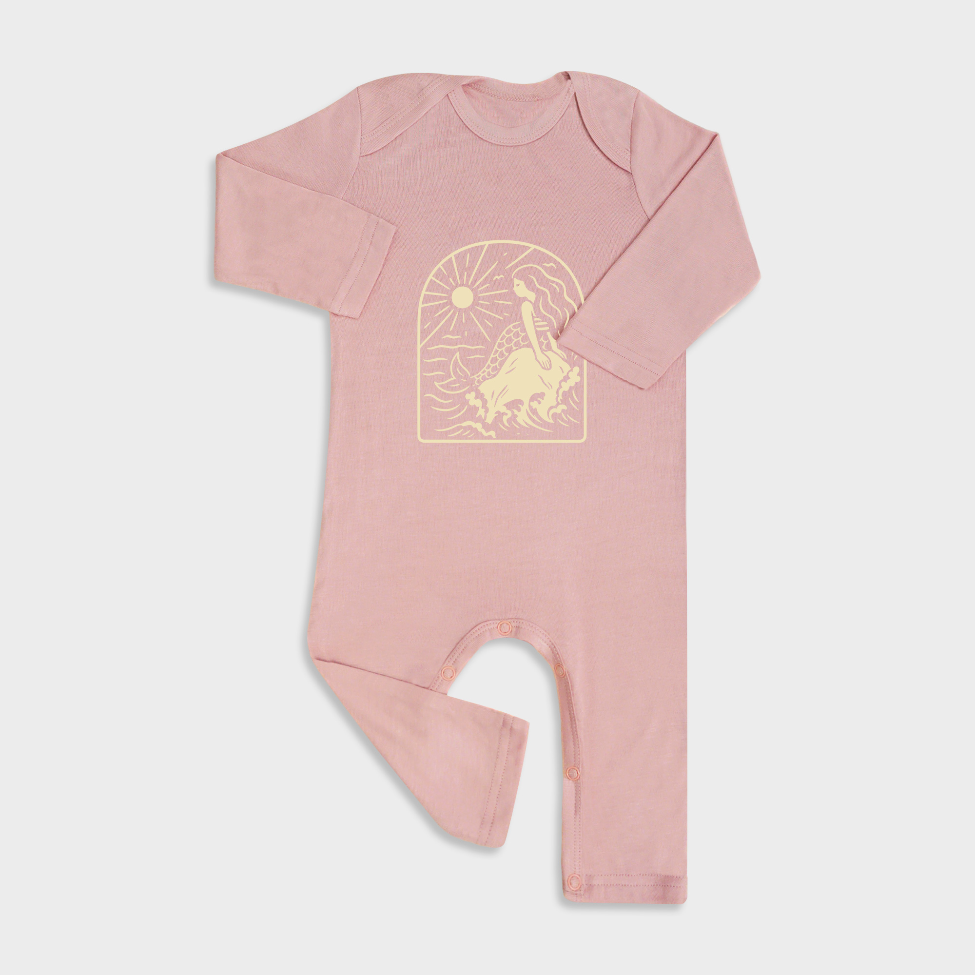 Mermaid & Sun Baby Full Length Snap Rompers