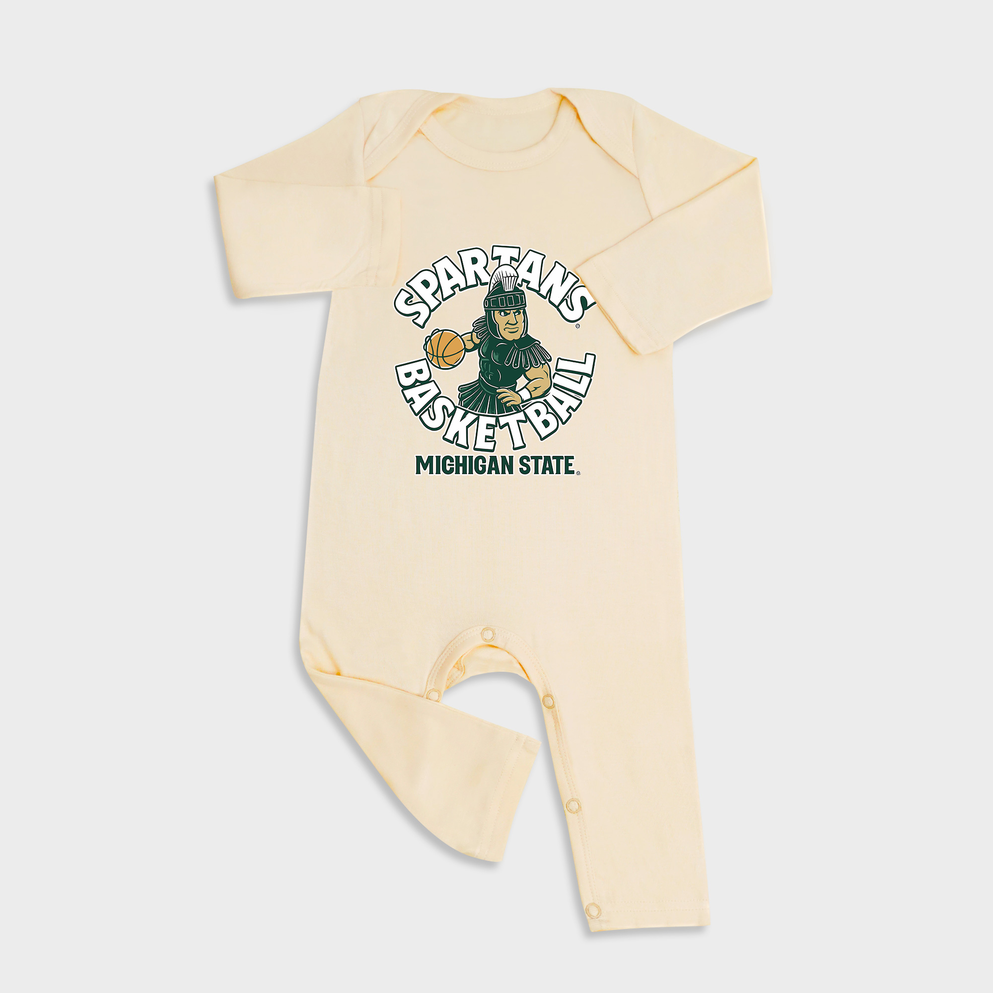 Michigan State Spartans Basketball Long Sleeve &Long Leg Jumpsuit Light Yellow