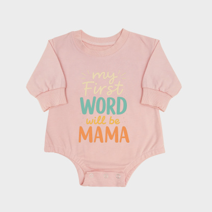 My First Word Will Be Mama Long-sleeved Triangle Onesies