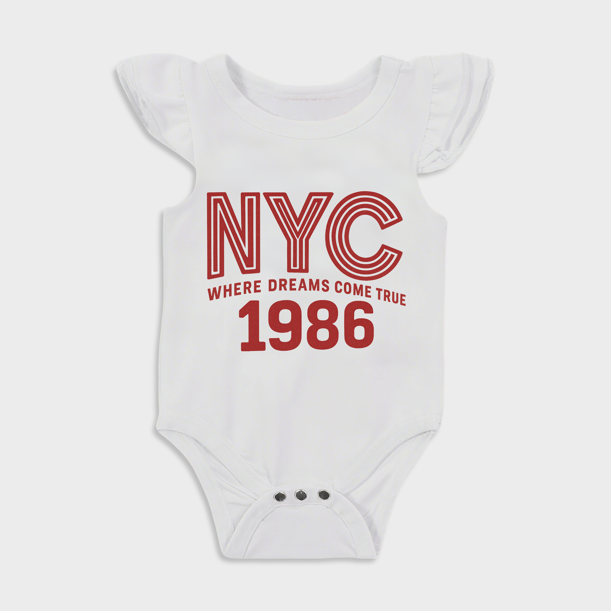 Baby romper with New York City design in White