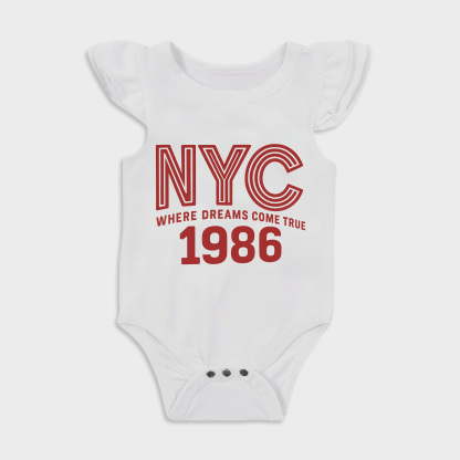 Baby romper with New York City design in White
