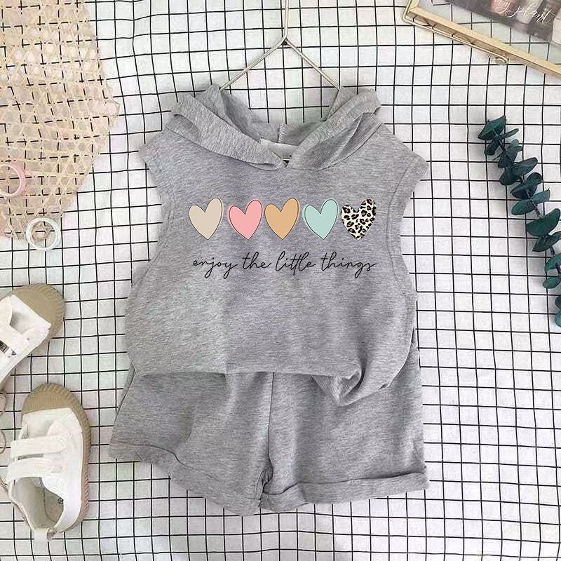 2pcs Baby Girls Cartoon Print Tank Top & Shorts