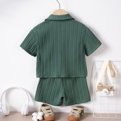2pcs Toddler Boy Solid Single-Breast Shirt & Shorts