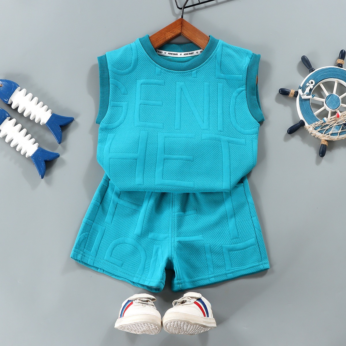 2pcs Toddler Boys Sleeveless Loose Tank & Shorts