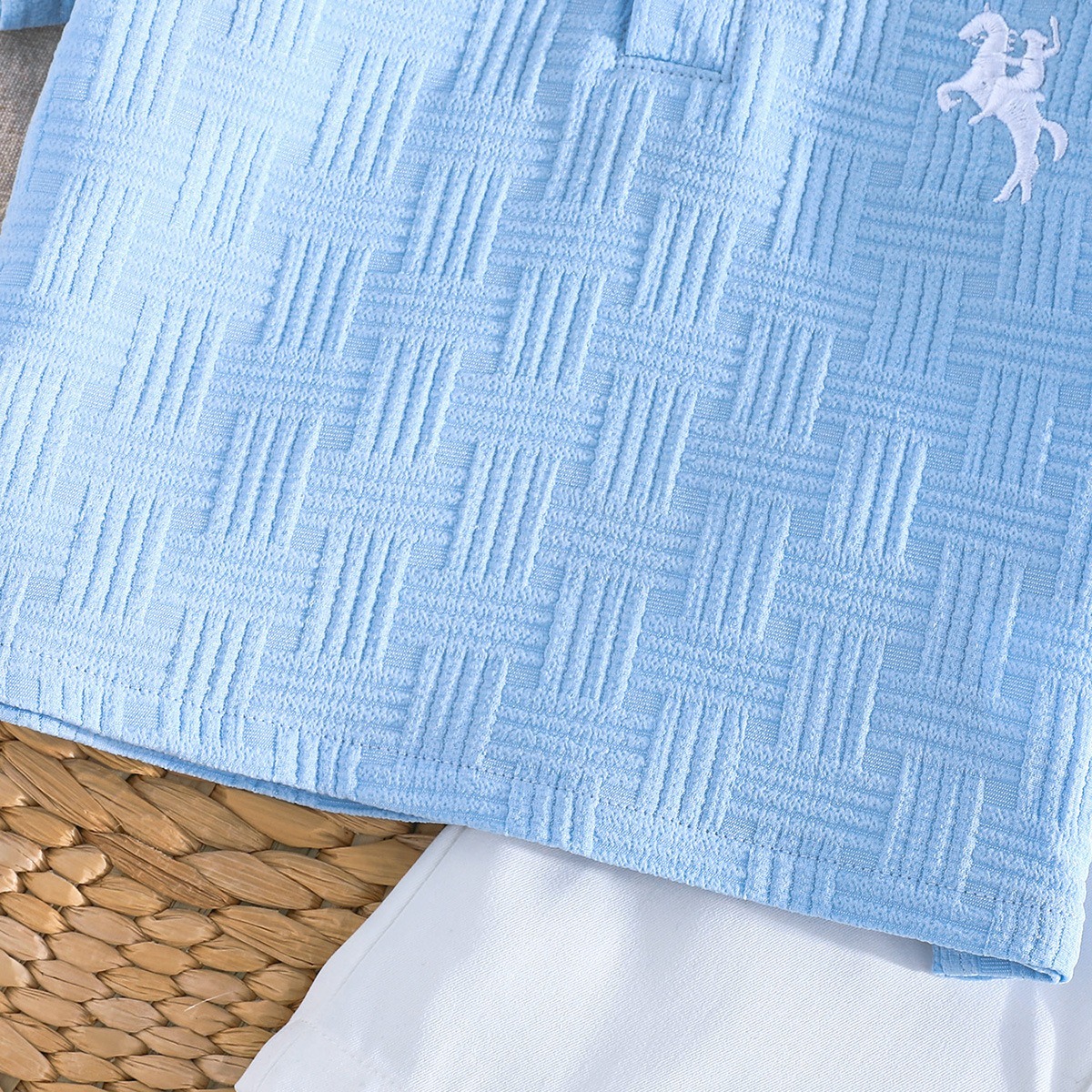 2pcs Baby Boys Embroidered Pony Short-Sleeve Top & Versatile Solid Shorts