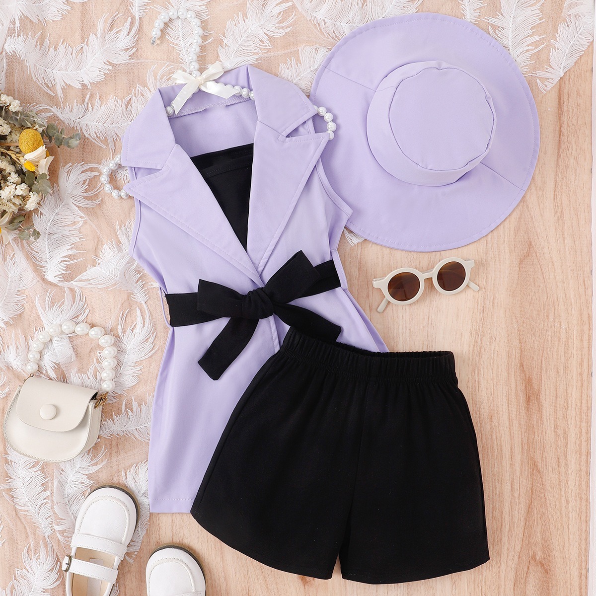 4pcs Toddler Girls Princess-style Coordinated Set