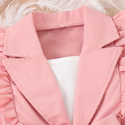 [Copy]2pcs Toddler Girls Puff-Sleeve Dress With Denim Jumper