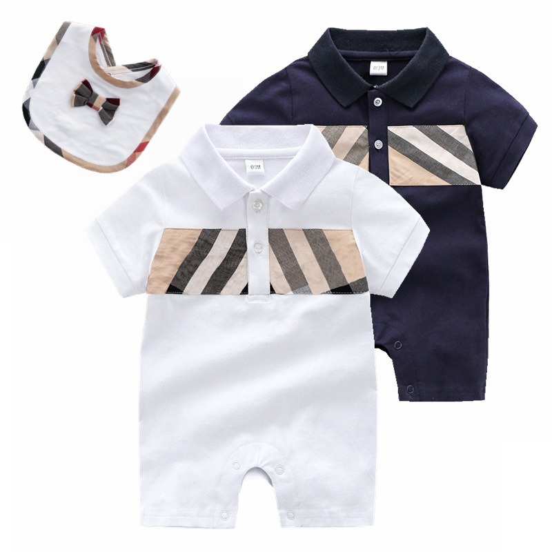 2pcs Baby Boy Knitted Short-Sleeve Gentleman Jumpsuits