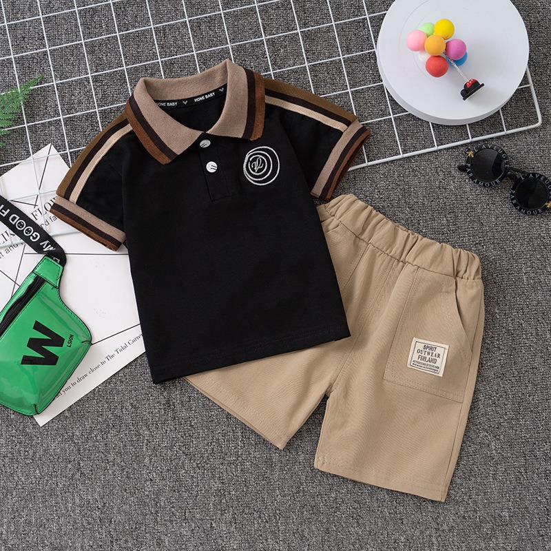 2pcs Toddler Boys Polo Short Sleeve T-Shirt + Shorts