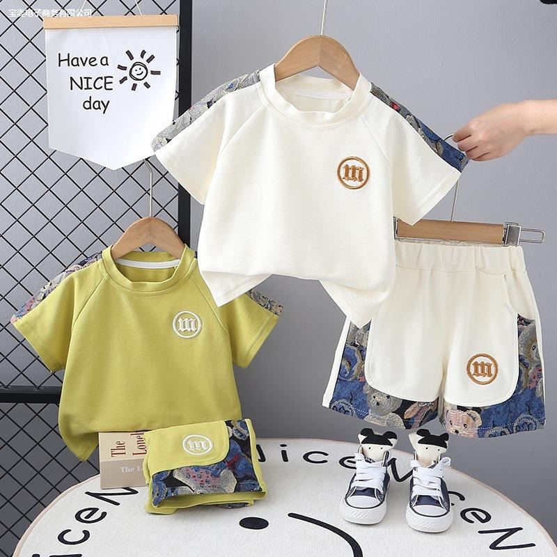 2pcs Toddler Boys Color-Block Short-Sleeve Top & Shorts