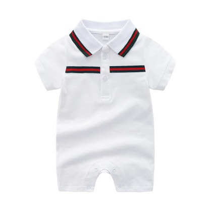 Baby Boy Cotton Polo Collar Short-Sleeve Jumpsuits