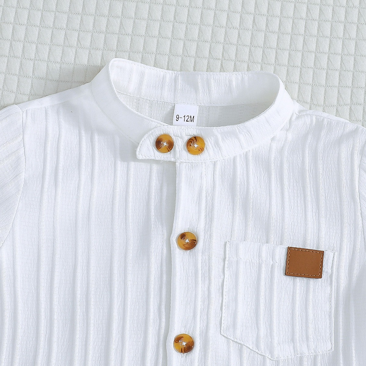 2pcs Toddler Boys Solid Color Striped Short Sleeve Shirt & Shorts