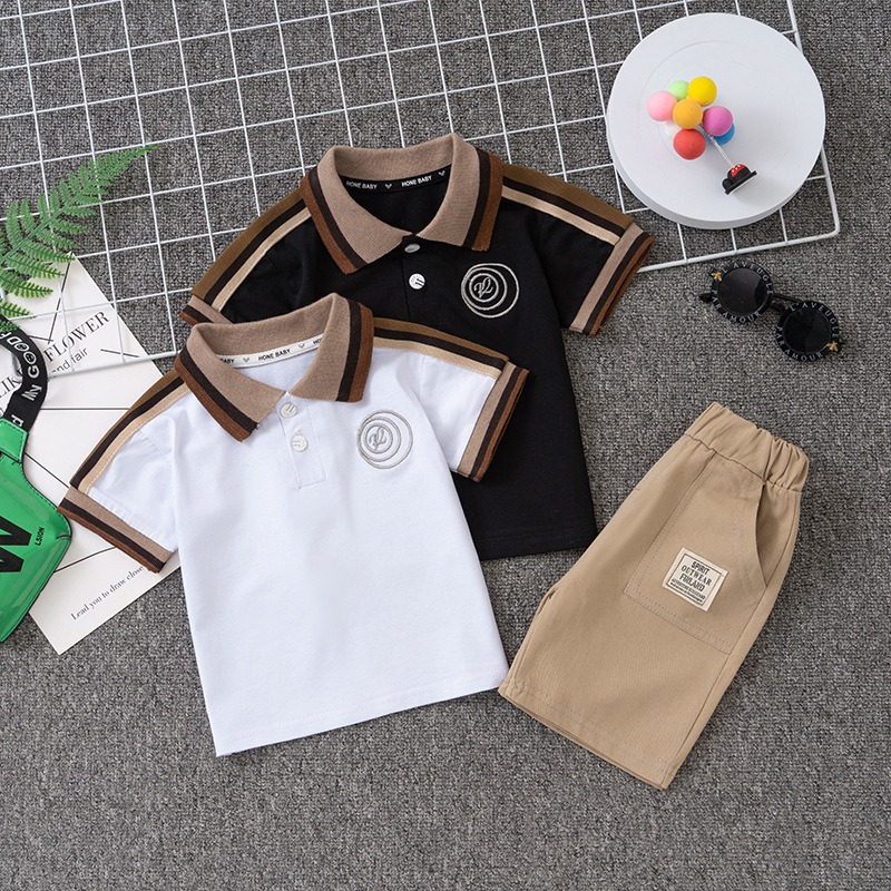 2pcs Toddler Boys Polo Short Sleeve T-Shirt + Shorts