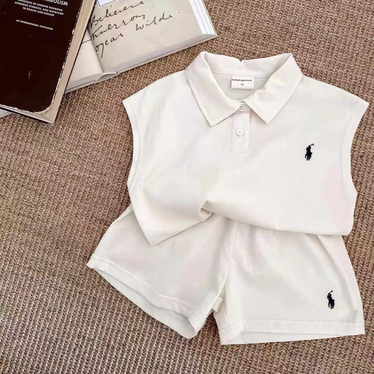 2pcs Toddler Boys Solid Color Polo Shirt & Shorts