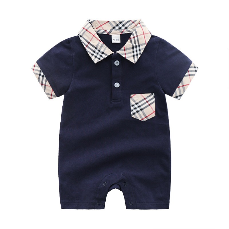 Baby Boy Buttoned Short-Sleeve Gentleman Jumpsuits