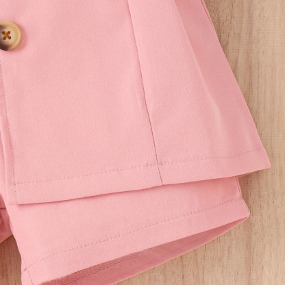 [Copy]2pcs Toddler Girls Puff-Sleeve Dress With Denim Jumper