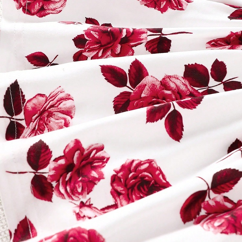 2pcs Baby Girls Rose Print A-line Dress