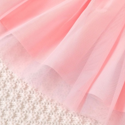 2pcs Baby Girls Tulle Dress With Long-Sleeve Cardigan