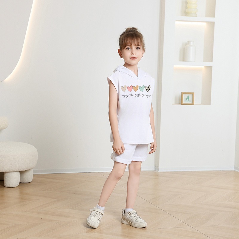 2pcs Baby Girls Cartoon Print Tank Top & Shorts