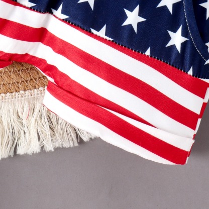2pcs Toddler Boys USA Print Top & Stars Shorts