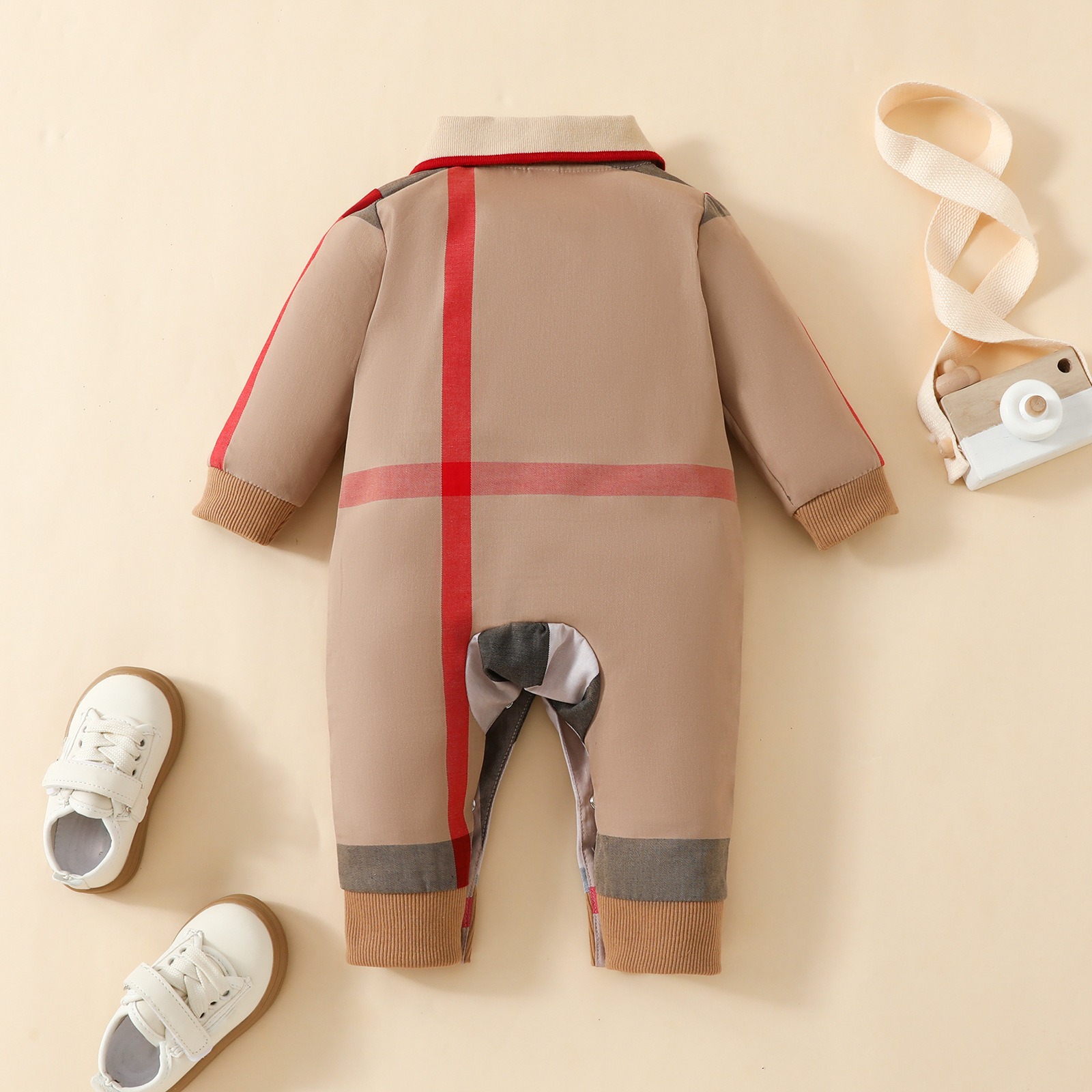 Baby Boy Autumn Cotton Long-Sleeve Lapel Jumpsuits