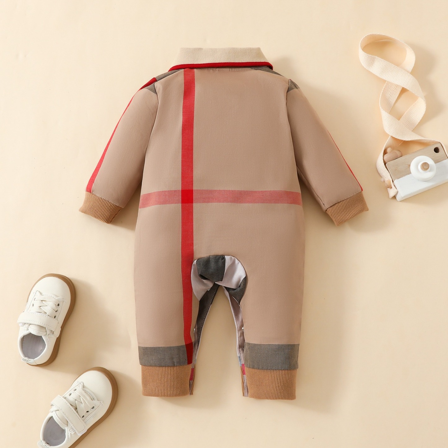 Baby Boy Autumn Cotton Long-Sleeve Lapel Jumpsuits
