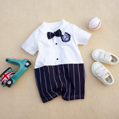 Baby Boy Black & White Academic Jumpsuits