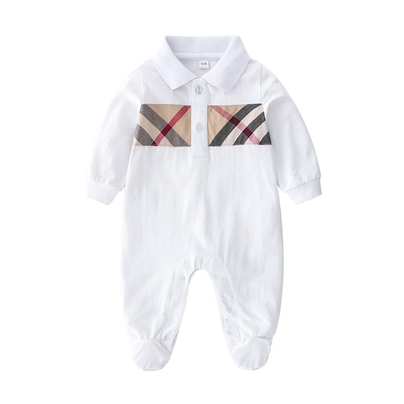 Baby Boy Cotton Lapel Long-Sleeve Jumpsuits