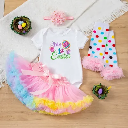 4pcs Baby Girl Tutu Dress Set with Socks