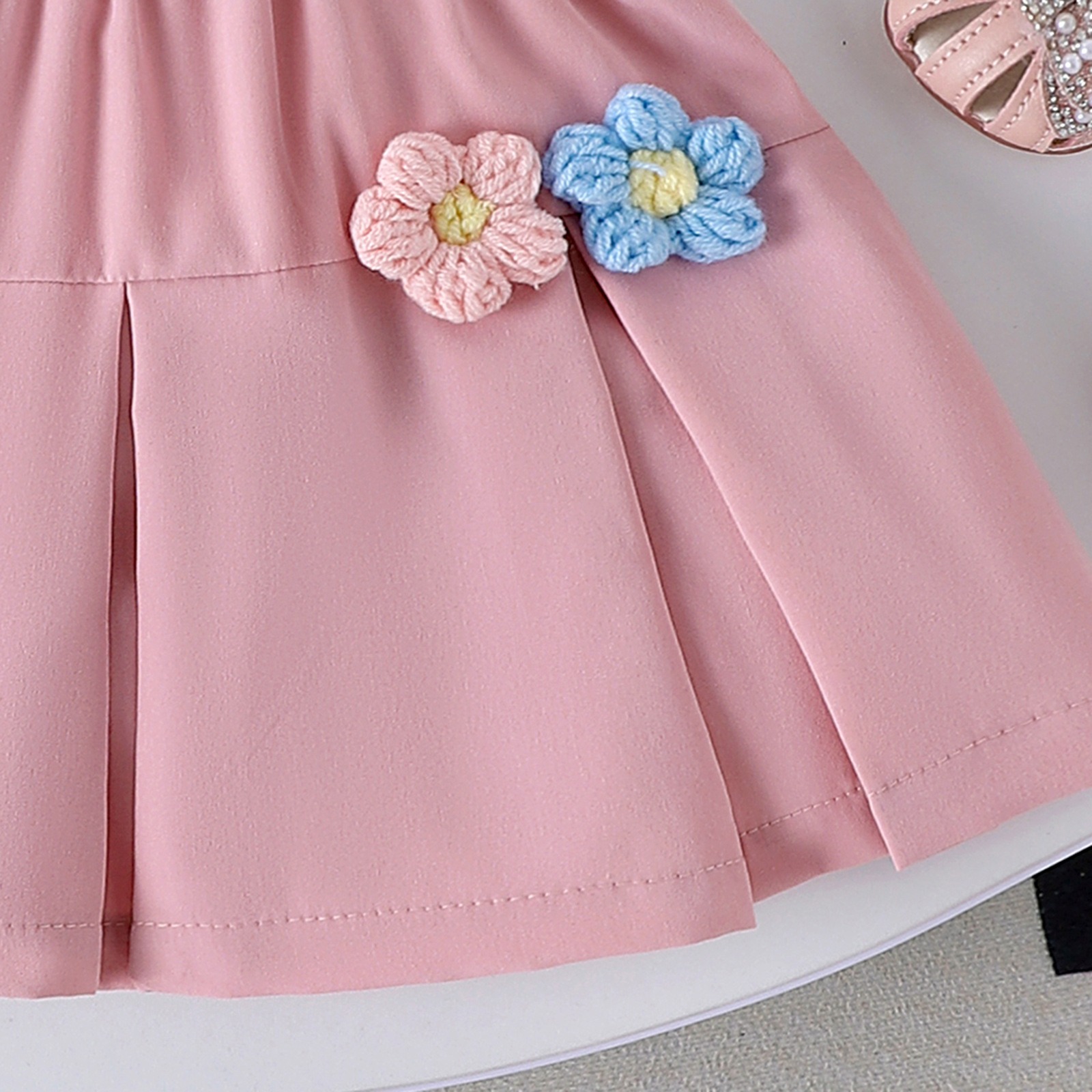 2pcs Toddler Girls Puff-Sleeve Floral Blouse Set