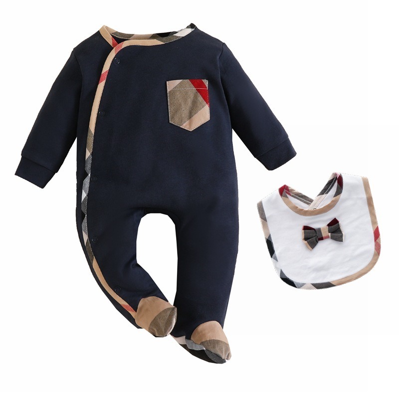 2pcs Baby Boy Round-Neck Long-Sleeve Jumpsuits