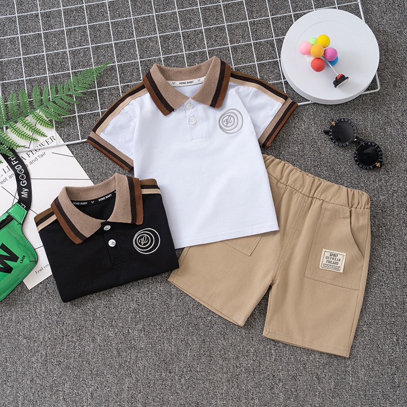 2pcs Toddler Boys Polo Short Sleeve T-Shirt + Shorts