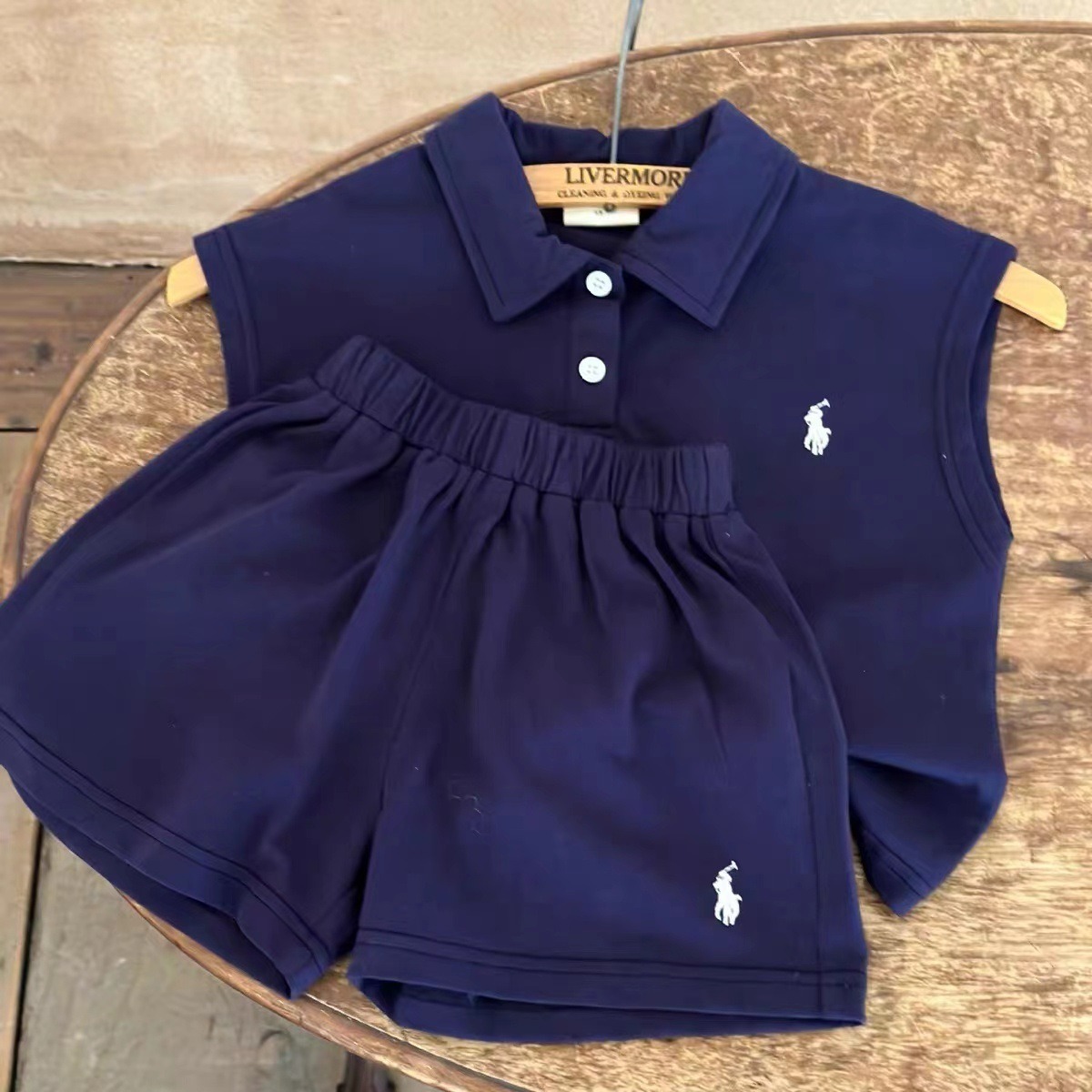 2pcs Toddler Boys Solid Color Polo Shirt & Shorts